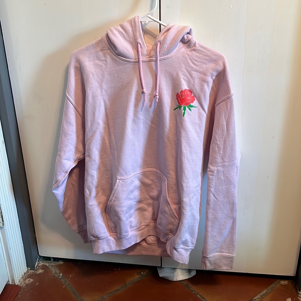 Pink hoodie with roses